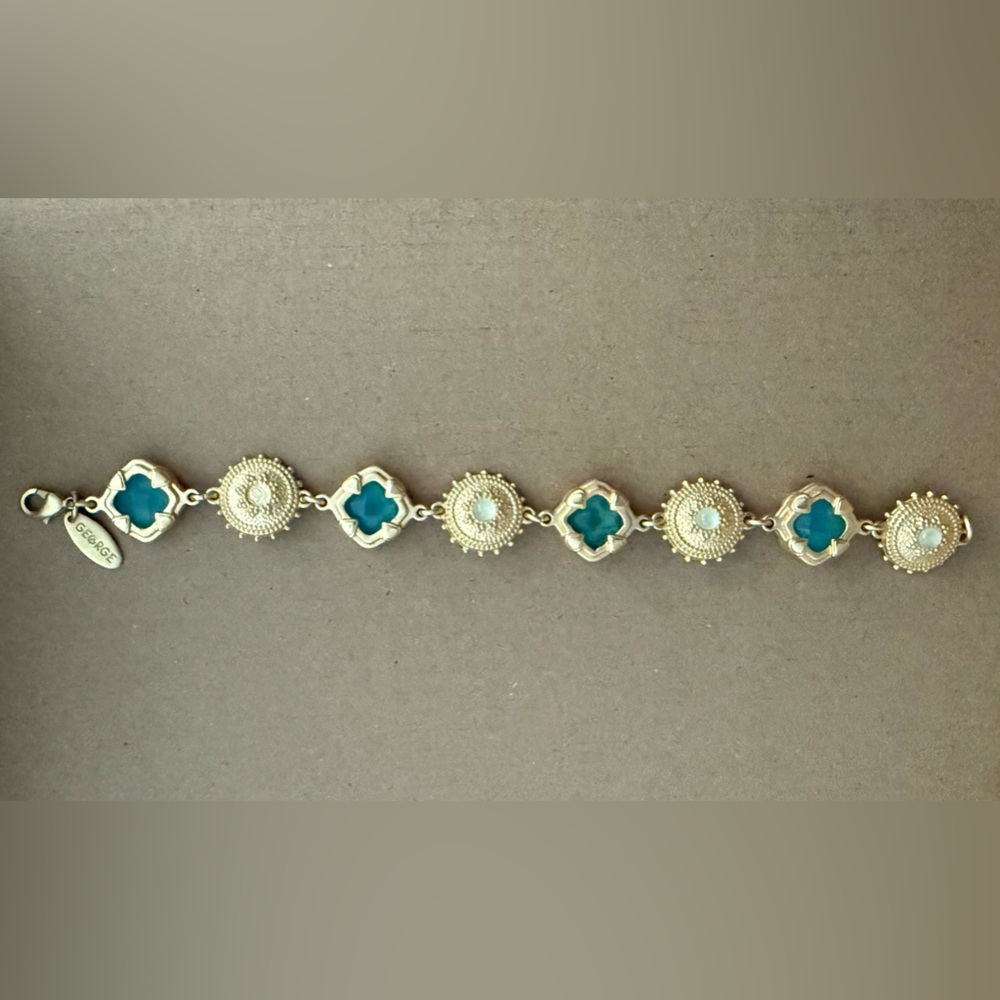 Vintage Gold and Turquoise Jewel Bracelet